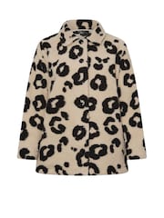 Yours Curve Brown Check Teddy Borg Fleece Jacket - Image 5 of 5