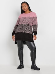 Yours Curve Pink Colourblock 4 Panel Jumper - Image 2 of 6