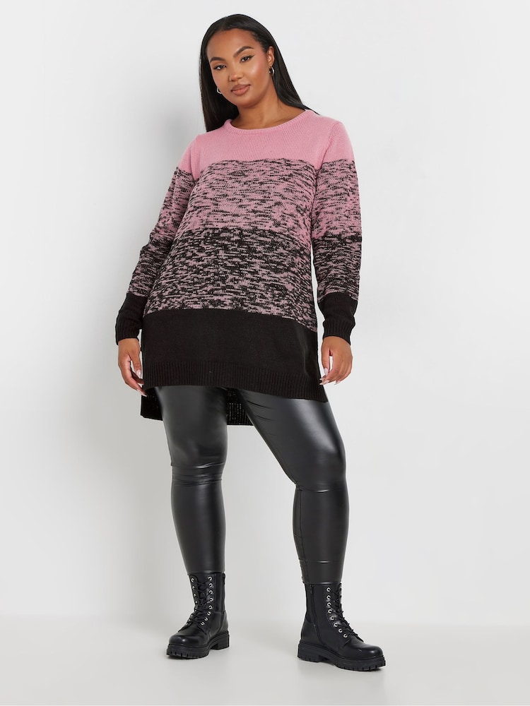 Yours Curve Pink Colourblock 4 Panel Jumper - Image 2 of 6