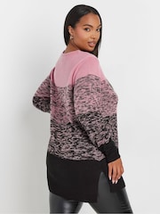 Yours Curve Pink Colourblock 4 Panel Jumper - Image 3 of 6