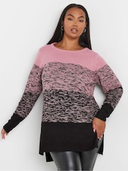 Yours Curve Pink Colourblock 4 Panel Jumper - Image 4 of 6