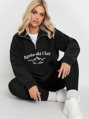 Yours Curve Black Half Zip Fleece Jacket - Image 1 of 6