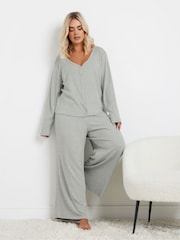 Yours Curve Grey Cropped Ribbed Cardigan - Image 2 of 5