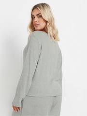 Yours Curve Grey Cropped Ribbed Cardigan - Image 3 of 5
