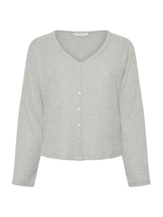 Yours Curve Grey Cropped Ribbed Cardigan - Image 5 of 5