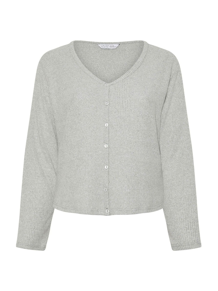 Yours Curve Grey Cropped Ribbed Cardigan - Image 5 of 5