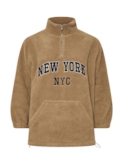 Yours Curve Brown Borg Heavy Zip Jacket - Image 6 of 6