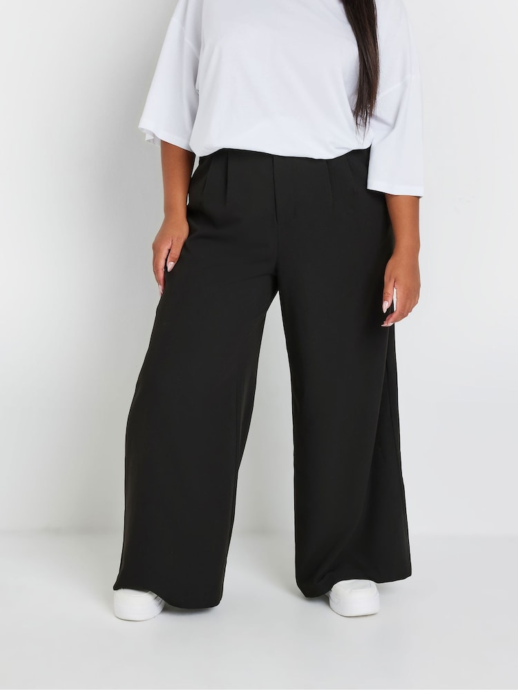 Yours Curve Black Dad Trousers - Image 1 of 5