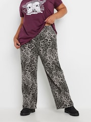 Yours Curve Grey Leopard Print Jeans - Image 1 of 5