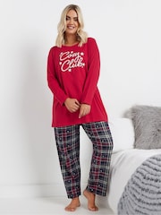 طقم بيجامة Cosy Club من القطن 100% بكُم طويل ورِجل واسعة من Yours Curve - صورة 2 من 6