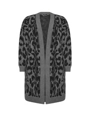 Yours Curve Grey Leopard Print Knitted Cardigan - Image 5 of 5