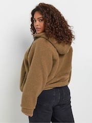 Yours Curve Brown Oversized Limited Borg Hoodie - Image 3 of 5