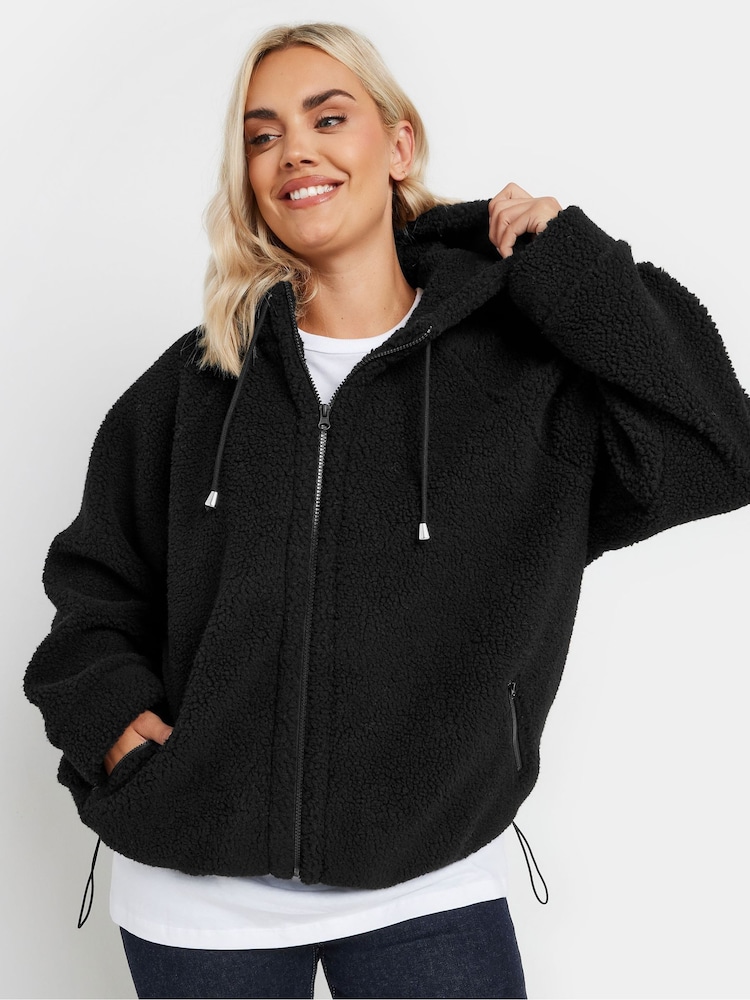 Yours Curve Black Oversized Limited Borg Hoodie - Image 1 of 6