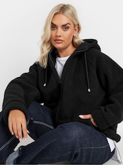 Yours Curve Black Oversized Limited Borg Hoodie - Image 4 of 6