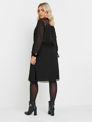Yours Curve Black Lace Dobby Mesh Dress - Image 3 of 5