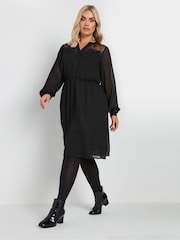 Preto - Yours Curve Lace Dobby Mesh Dress - Imagem 6 de 6