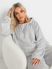 Yours Curve Grey Limited Cropped Fleece Hoodie - Image 1 of 5