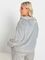 Yours Curve Grey Limited Cropped Fleece Hoodie - Image 3 of 5