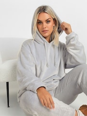 Yours Curve Grey Limited Cropped Fleece Hoodie - Image 4 of 5