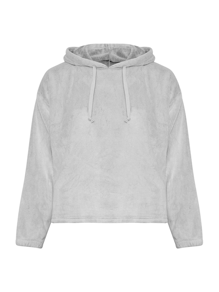 Yours Curve Grey Limited Cropped Fleece Hoodie - Image 5 of 5