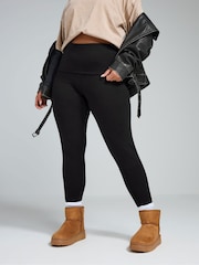Yours Curve Black Limited Collection Fold Over Leggings - Image 1 of 5
