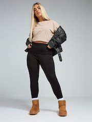Yours Curve Black Limited Collection Fold Over Leggings - Image 2 of 5
