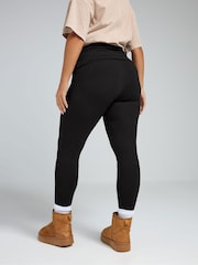 Yours Curve Black Limited Collection Fold Over Leggings - Image 3 of 5