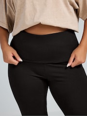 Yours Curve Black Limited Collection Fold Over Leggings - Image 4 of 5