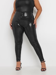 Yours Curve Black Disco Sequin Leggings - Image 1 of 6