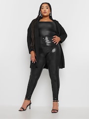 Yours Curve Black Disco Sequin Leggings - Image 2 of 6