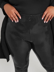 Yours Curve Black Disco Sequin Leggings - Image 5 of 6
