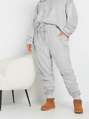 Yours Curve Grey Fleece Cuffed Joggers - Image 1 of 5