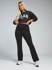 Yours Curve Black Limited Collection Fold Over Kick Flare Leggings - Image 2 of 4
