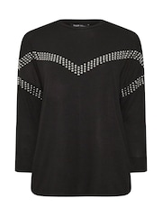 Yours Curve Black Chevron Studded Jumper - Image 5 of 5