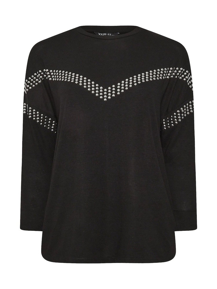 Yours Curve Black Chevron Studded Jumper - Image 5 of 5