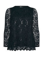 Черный - Кружевной топ с гребешком Yours Curve - Изображение 5 из 5