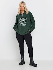Yours Curve Green Half Zip Fleece Jacket - Image 2 of 5
