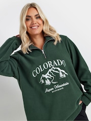 Yours Curve Green Half Zip Fleece Jacket - Image 4 of 5
