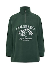 Yours Curve Green Half Zip Fleece Jacket - Image 5 of 5