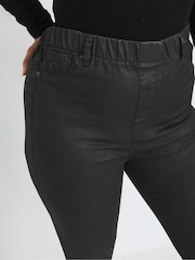 Yours Curve Black Coated Grace Jeggings - Image 4 of 5