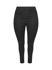 Yours Curve Black Coated Grace Jeggings - Image 5 of 5