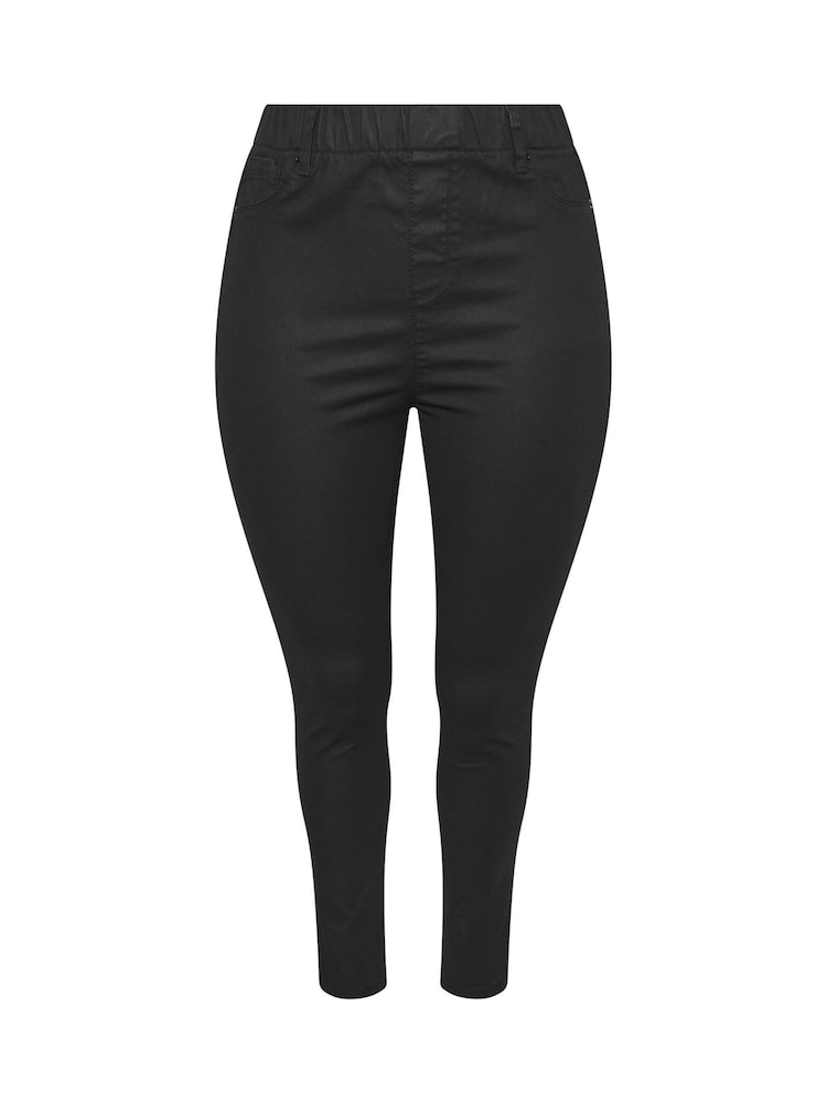 Yours Curve Black Coated Grace Jeggings - Image 5 of 5