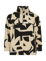 Yours Curve Black Oversized Limited Borg Half Zip Jacket - Image 5 of 5