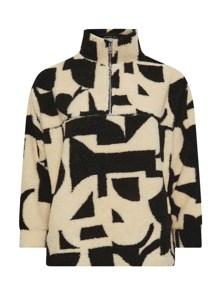 Yours Curve Black Oversized Limited Borg Half Zip Jacket - Image 5 of 5