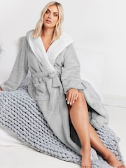 Yours Curve Contrast Hooded Maxi Robe - Imagen 1 de 5