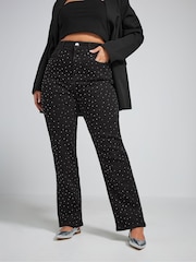 Yours Curve Black Limited Collection Stretch Studded Jeans - Image 1 of 5