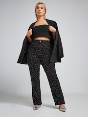 Yours Curve Black Limited Collection Stretch Studded Jeans - Image 3 of 5