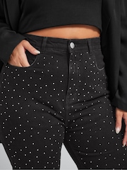 Yours Curve Black Limited Collection Stretch Studded Jeans - Image 4 of 5