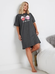 Yours Curve Grey Hot Choc O'Clock Sleep T-Shirt - Image 2 of 5
