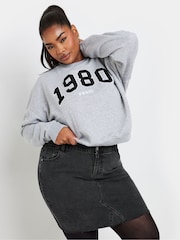 Yours Curve Black Denim Mini Skirt - Image 1 of 5